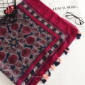 Primavera Verão senhora viagem lenço de impressão padrão geométrico longo lenço de algodão e material de linho hijab lenços 2018